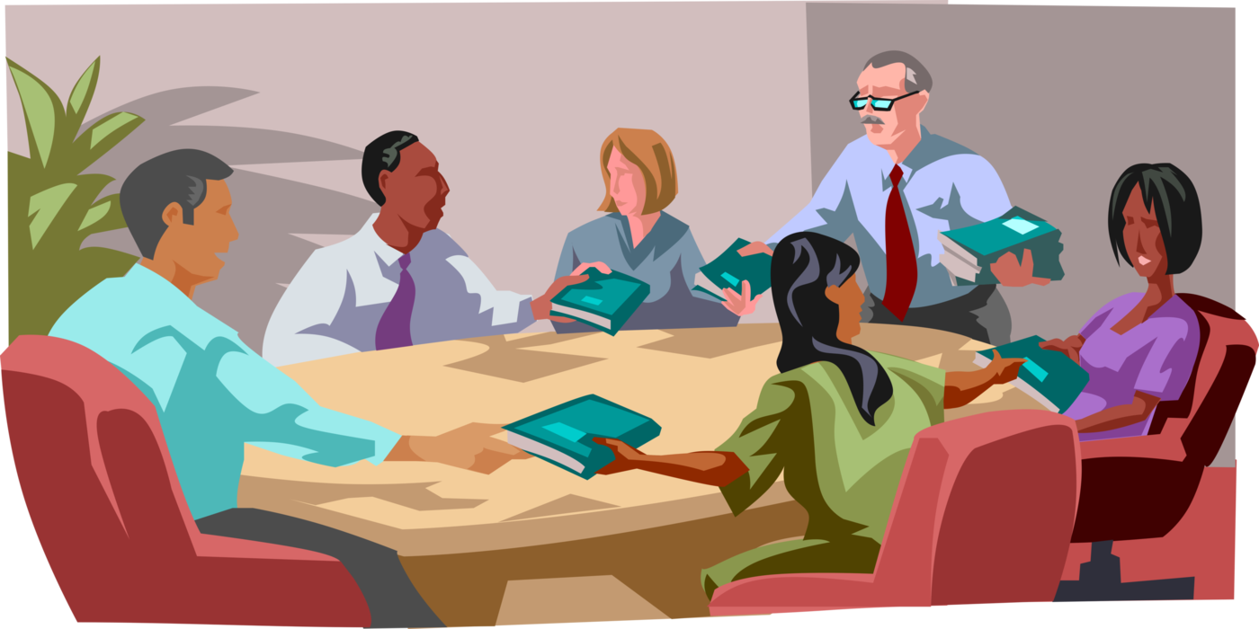 Vector Illustration of Office Boardroom Meeting with Co-Workers