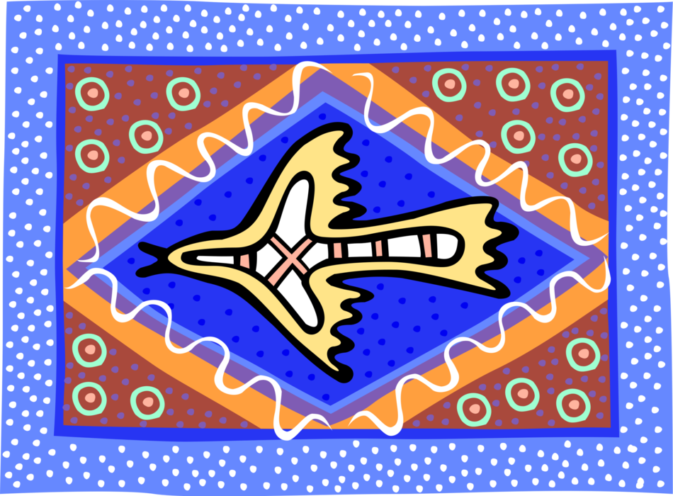 Vector Illustration of Native American Indigenous People Animal Bird Folk Art