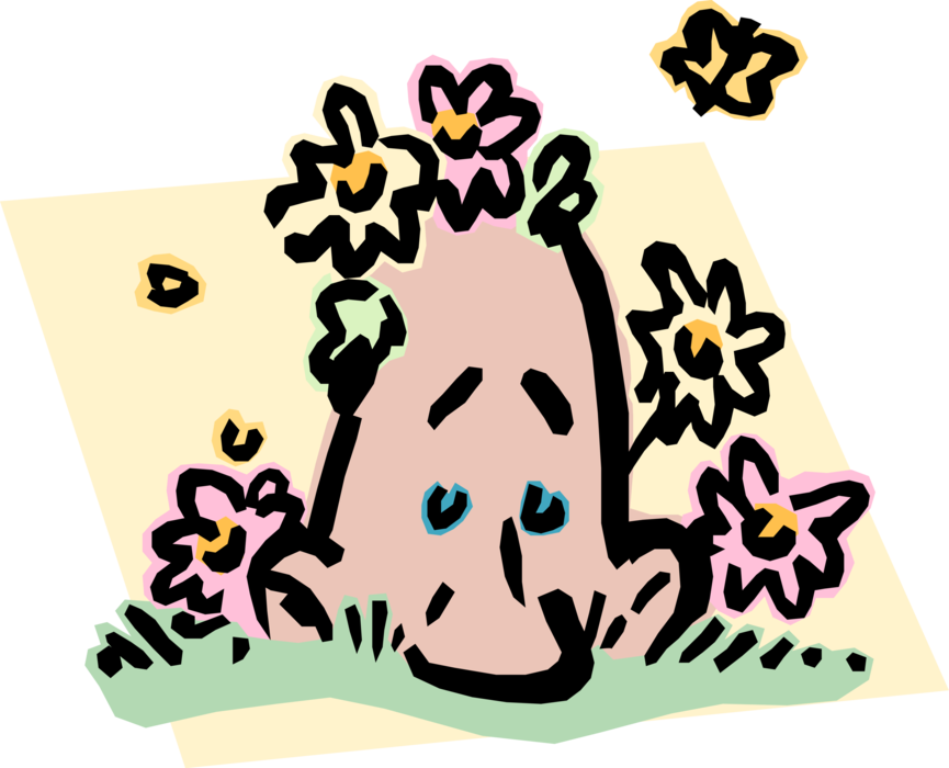 Vector Illustration of Man Enjoying Spring Flowers
