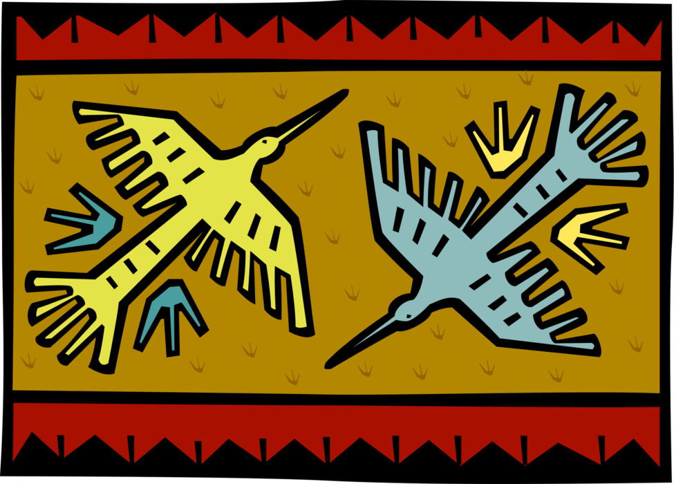 Vector Illustration of Native American Indigenous People Animal Folk Art