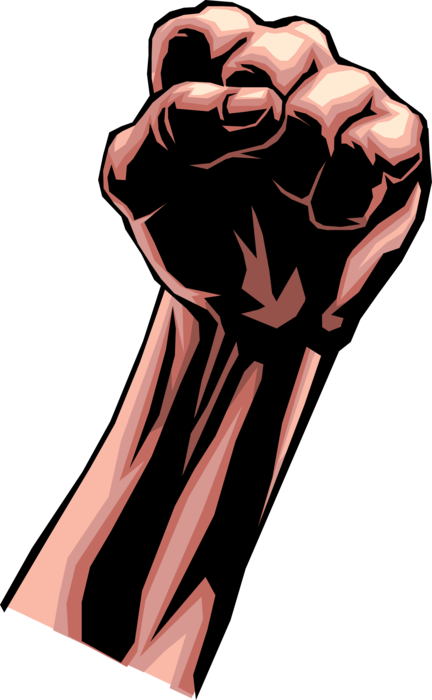 Vector Illustration of Clenched Fist Nonverbal Communication Hand Gesture Indicates Power and Strength