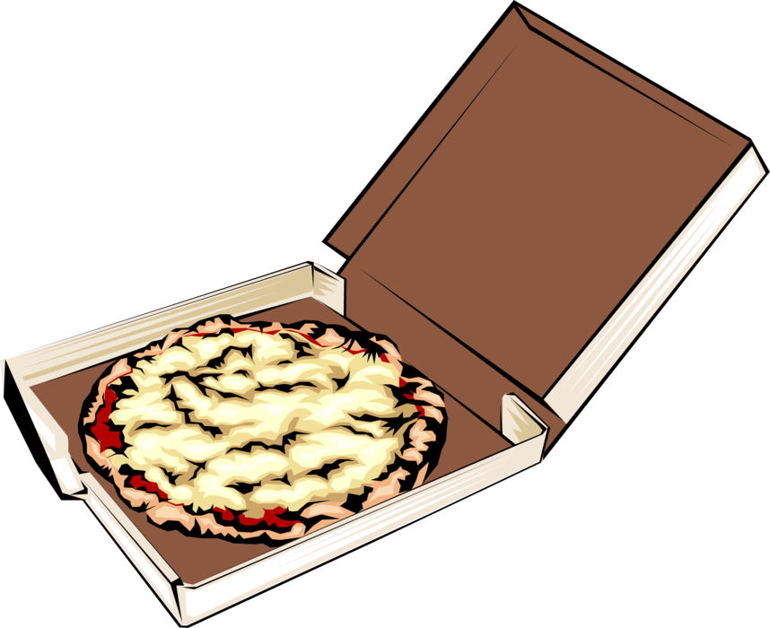 Vector Illustration of Flatbread Take Out Pizza in Box