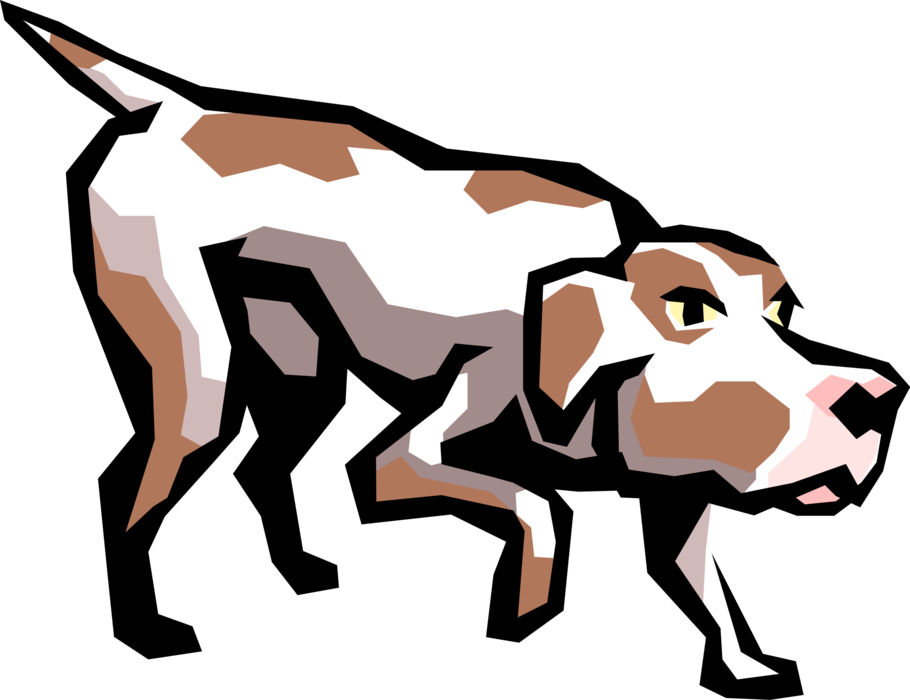 Vector Illustration of Hunting Bloodhound Dog Finds the Scent