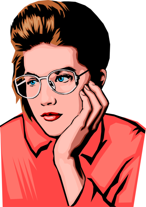 Vector Illustration of Businesswoman Listens Attentively in Meeting
