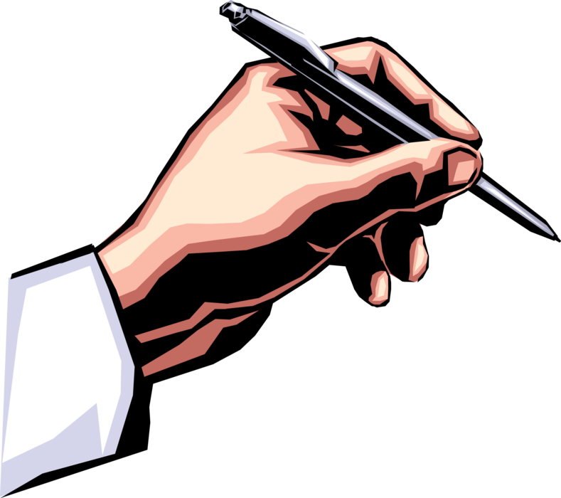 Vector Illustration of Hand Writing with Pen Writing Instrument