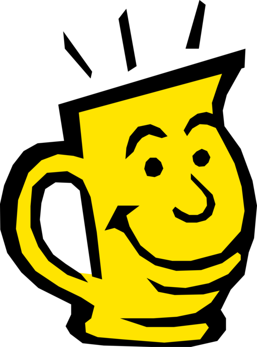 Vector Illustration of Anthropomorphic Smiling Mug