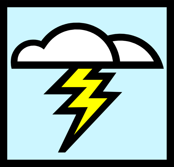 Vector Illustration of Weather Forecast Electrical Storm with Lightning and Thunder