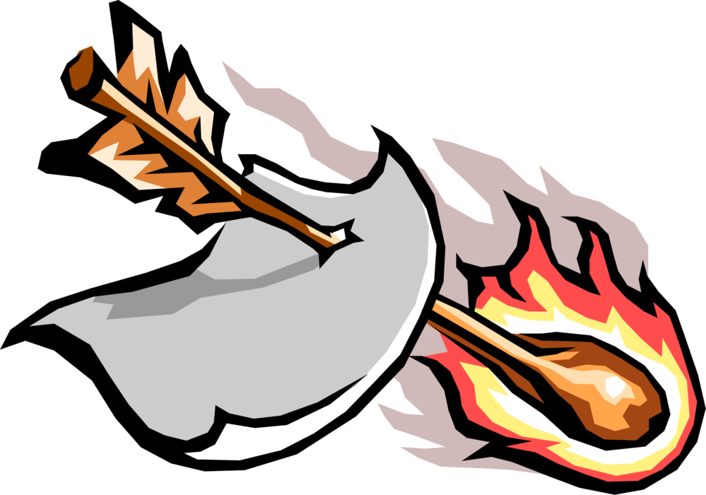 Vector Illustration of Flaming Archery Arrow with Message 