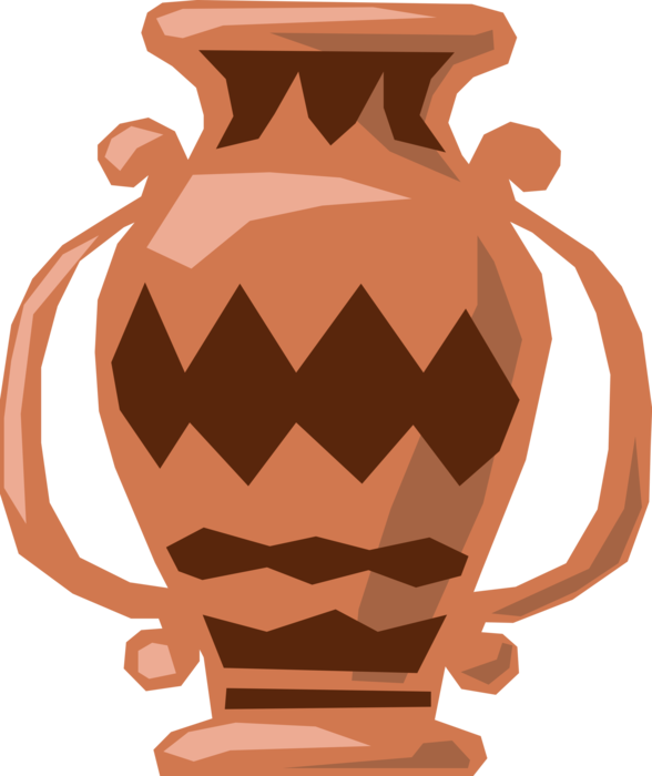 Vector Illustration of Ceramic Amphora Transport and Storage Container from Antiquity