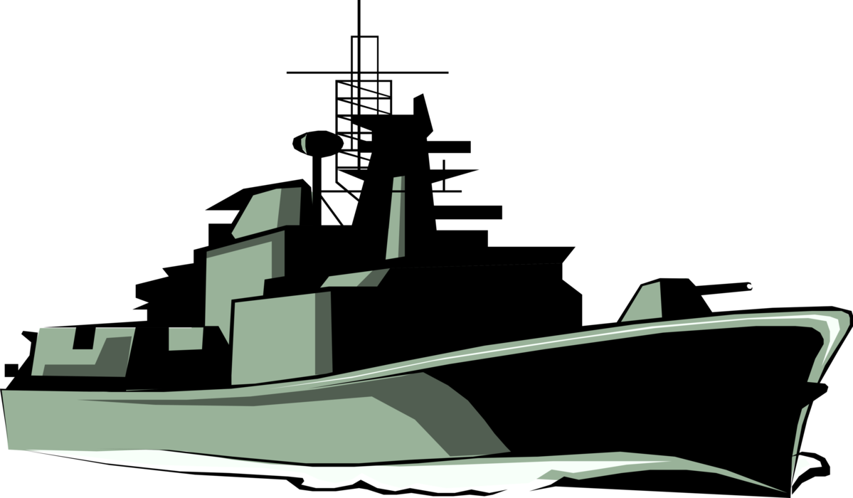Vector Illustration of Naval Frigate Ship Vessel