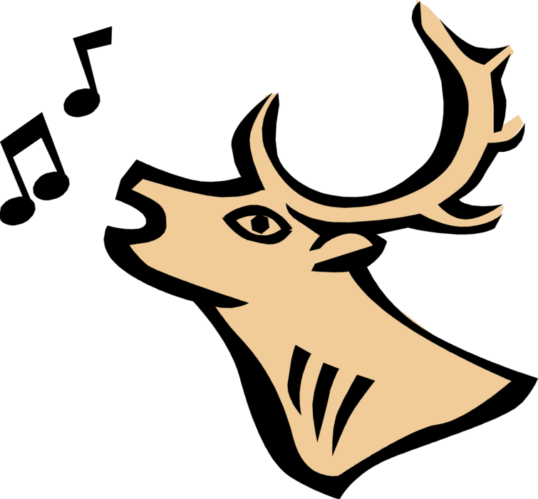 Vector Illustration of Ruminant Mammal Deer Calls Its Mate