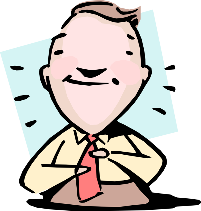 Vector Illustration of Neat As Pin Idiom Self Assured Businessman 