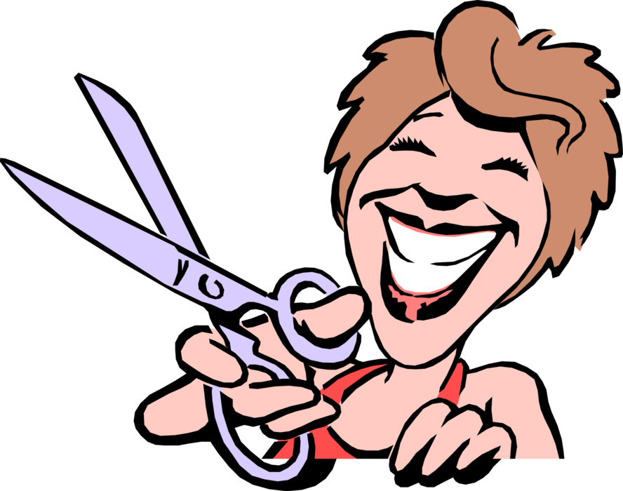 Vector Illustration of Female Holding Scissors