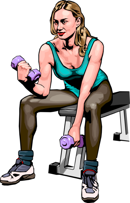 Vector Illustration of Exercise and Physical Fitness Workout Using Hand Weights