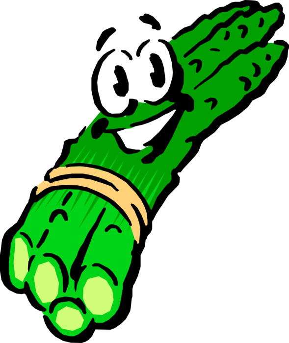 Vector Illustration of Anthropomorphic Vegetable Asparagus Spears