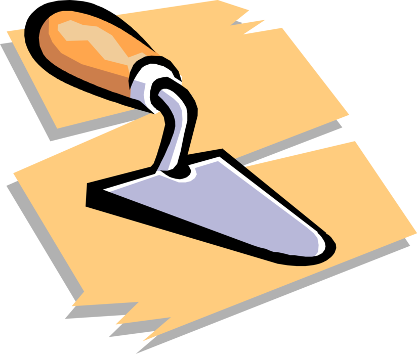 Vector Illustration of Trowel Hand Tool for Digging, Smoothing Material
