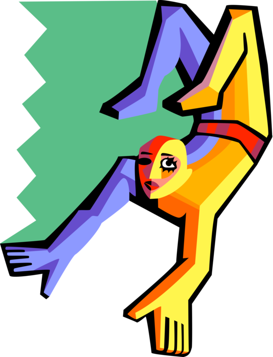 Vector Illustration of Big Top Circus Aerialist Acrobat Swings on Trapeze