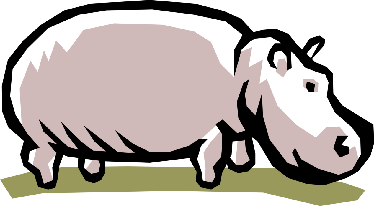 Vector Illustration of Hippopotamus Foraging