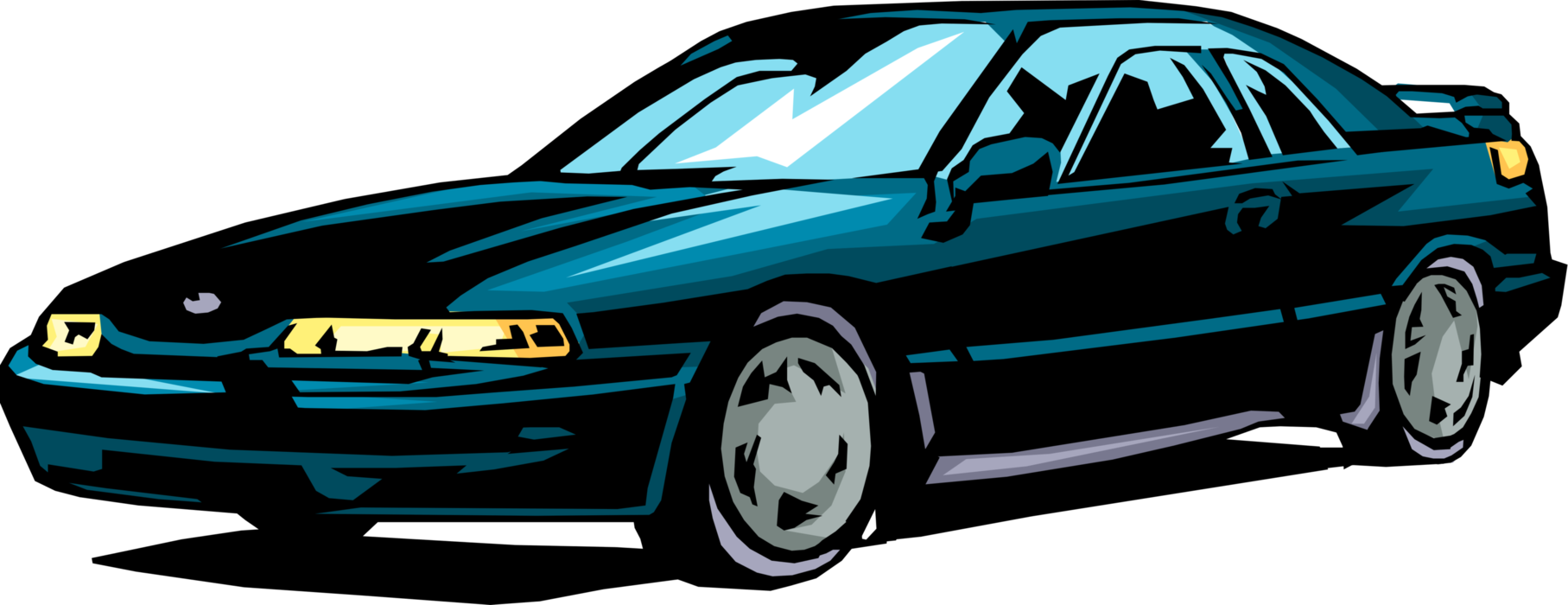 Vector Illustration of Family Sedan Compact Car Automobile Motor Vehicle