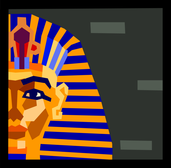 Vector Illustration of Ancient Egyptian Pharaoh of 18th Dynasty King Tutankhamen "King Tut" Mask