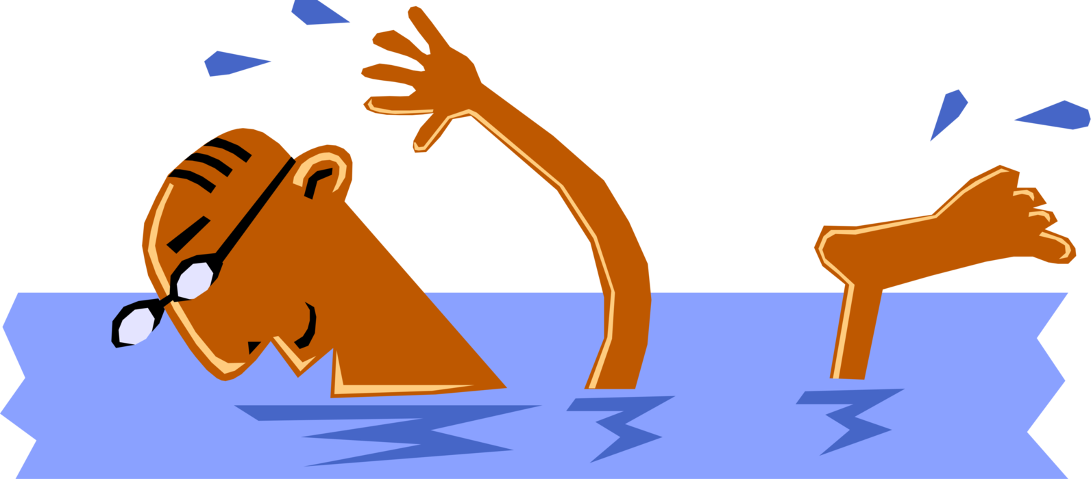 Vector Illustration of Man Swimming, or At Least Trying To