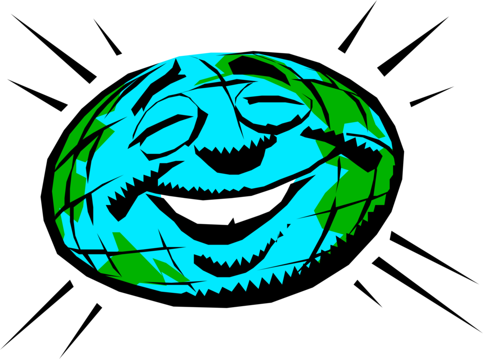 Vector Illustration of Anthropomorphic Mother Earth Beaming and Smiling