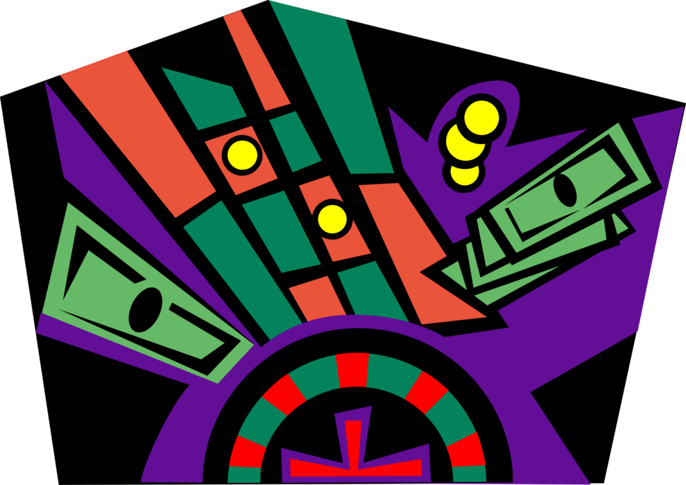 Vector Illustration of Casino Gambling Games of Chance Roulette Table