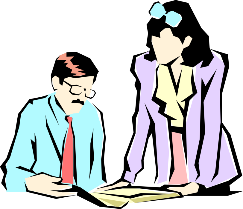 Vector Illustration of Office Colleagues Discuss Sales Results