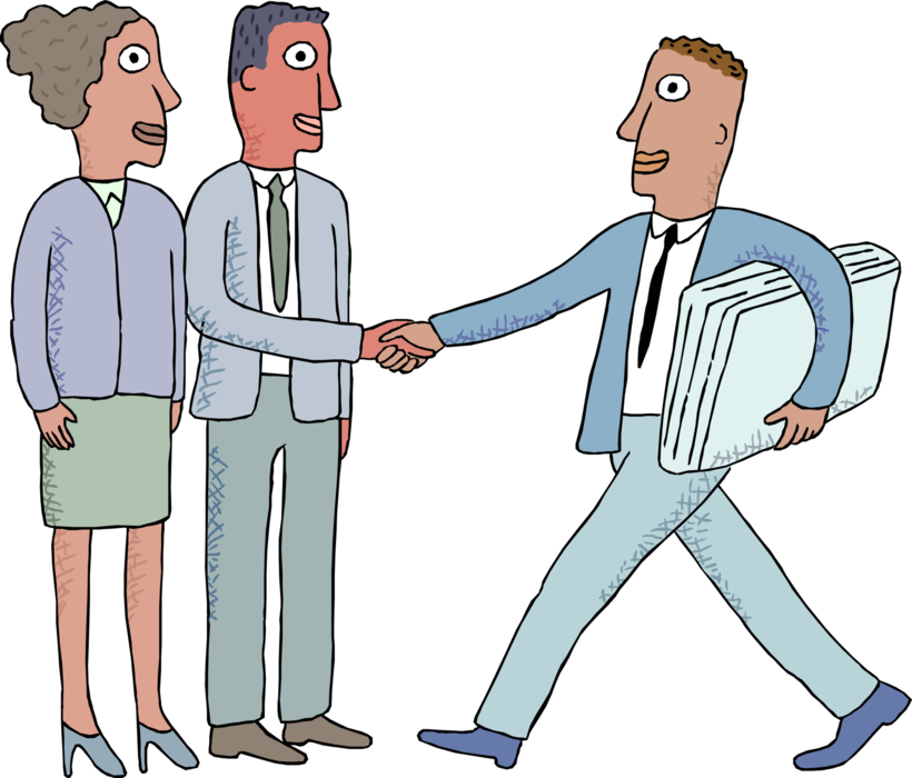 Vector Illustration of Office Workers Shaking Hands