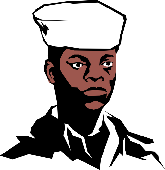 Vector Illustration of African American Military Commissioned Naval Seaman