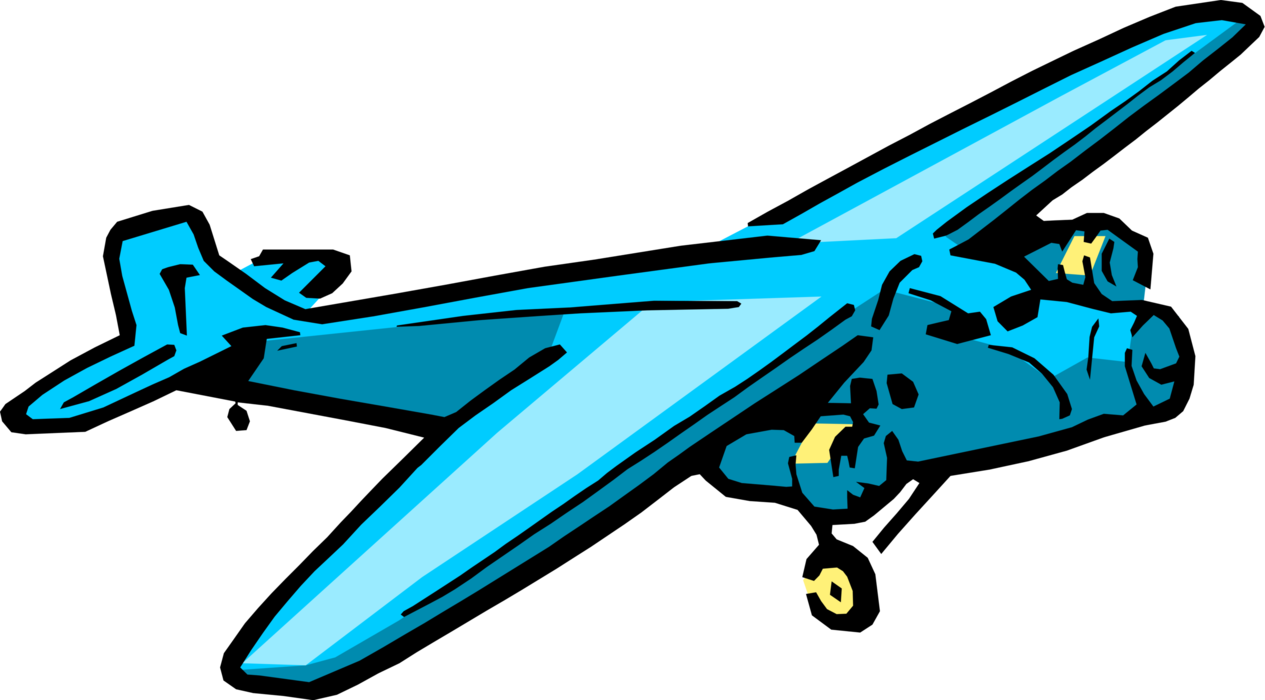 Vector Illustration of Propeller Driven Small Cargo Plane Airplane in Flight