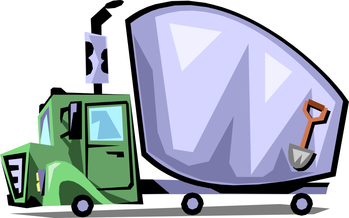 Vector Illustration of Commercial Garbage and Trash Truck Vehicle