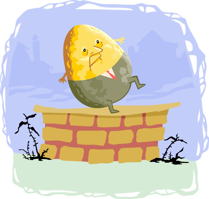 Vector Illustration of Humpty Dumpty English Nursery Rhyme Sat on the Wall