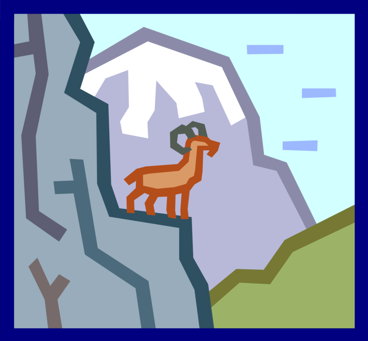 Vector Illustration of Mountain Goat Concept Climbing