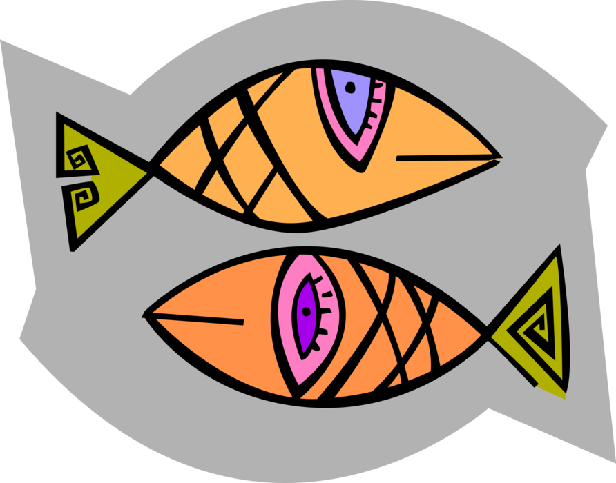 Vector Illustration of Two Fish Swimming
