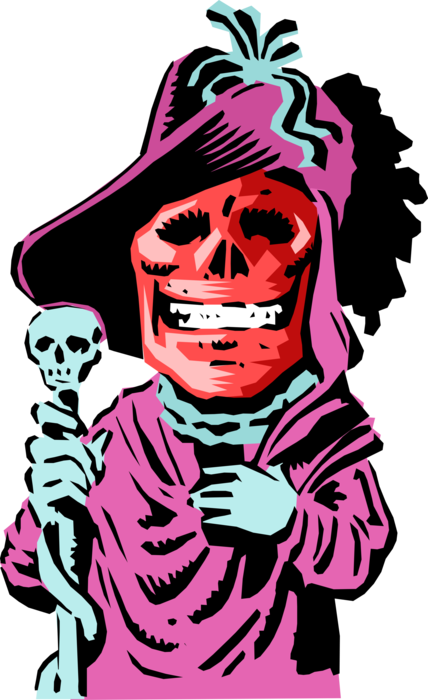 Vector Illustration of Death Mask Worn by Grim Reaper