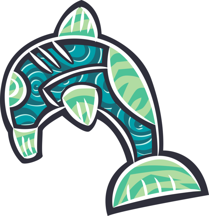 Vector Illustration of Aquatic Marine Mammal Cetacean Dolphin Animal Symbol