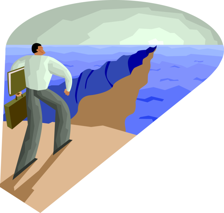 Vector Illustration of Businessman Parting of the Sea like Moses