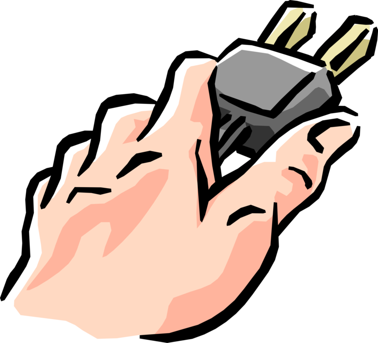 Vector Illustration of Hand Holding Electrical Plug