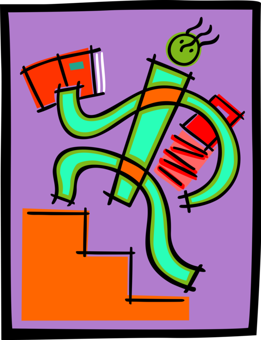 Vector Illustration of Academic Education Modern Style Student Climbs or Ascends Through Learning
