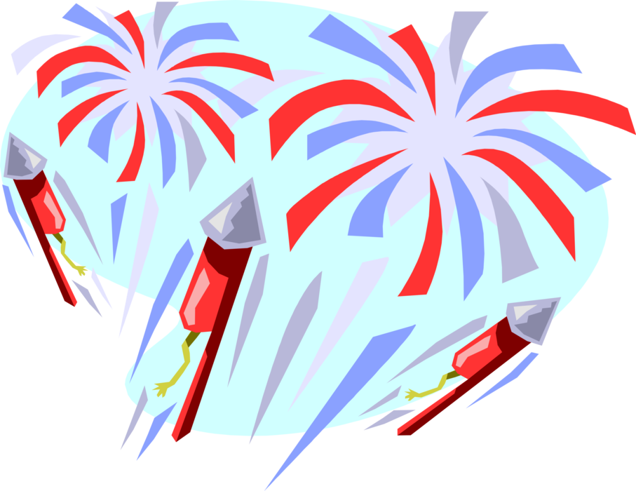 Vector Illustration of Independence Day 4th Fourth of July Fireworks Display