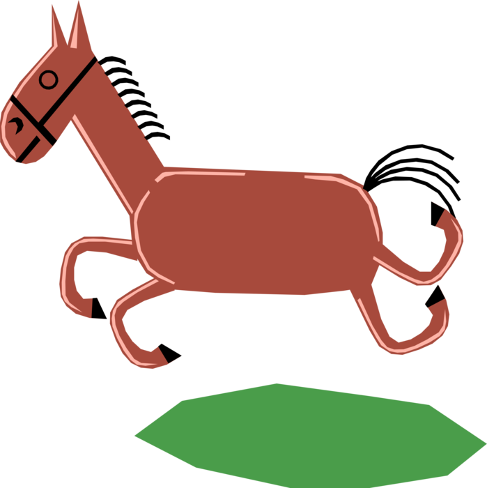 Vector Illustration of Farm Agriculture Livestock Animal Solid-hoofed, Quadruped Horse Jumping
