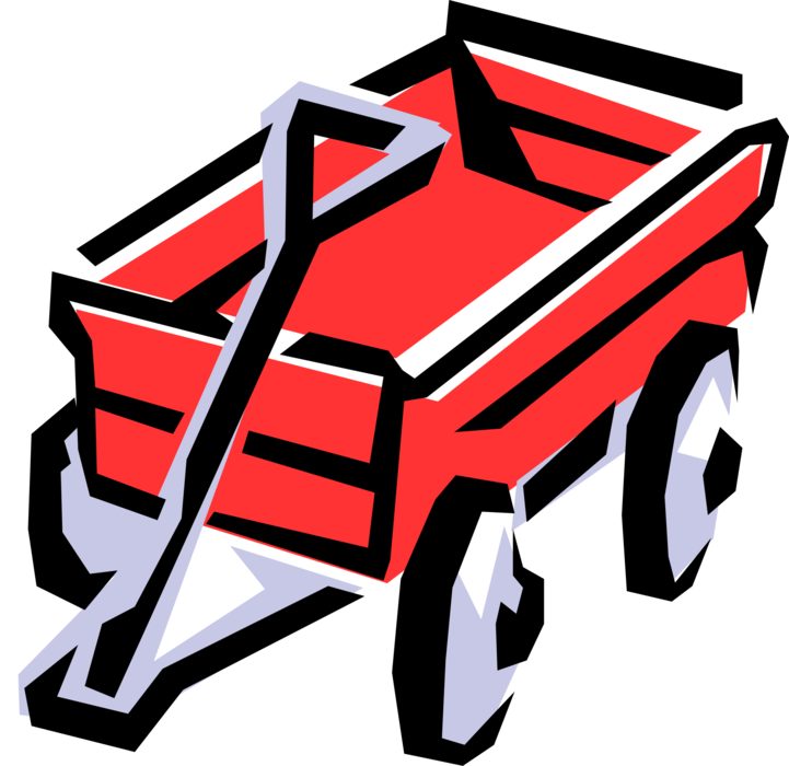 Vector Illustration of Child's Red Wagon Pull Toy