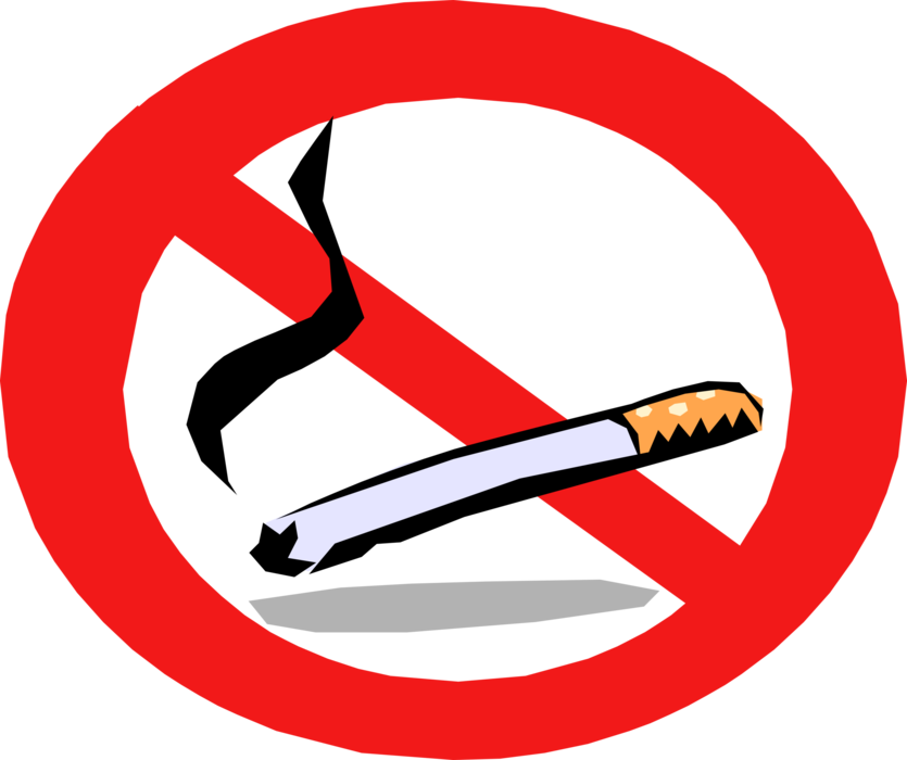 Vector Illustration of No Smoking or Tobacco Cigarette Smoking Cessation Sign