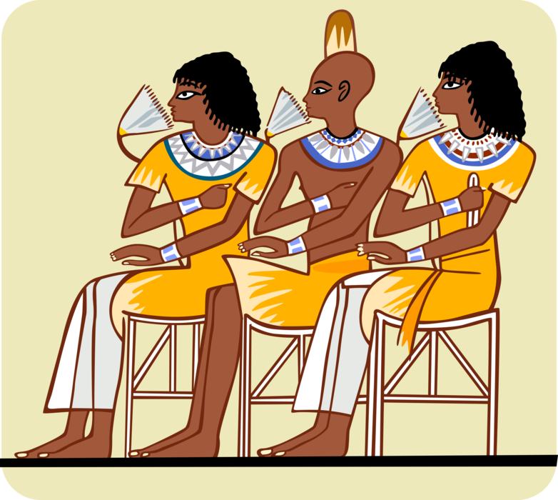 Vector Illustration of Three Seated Egyptians