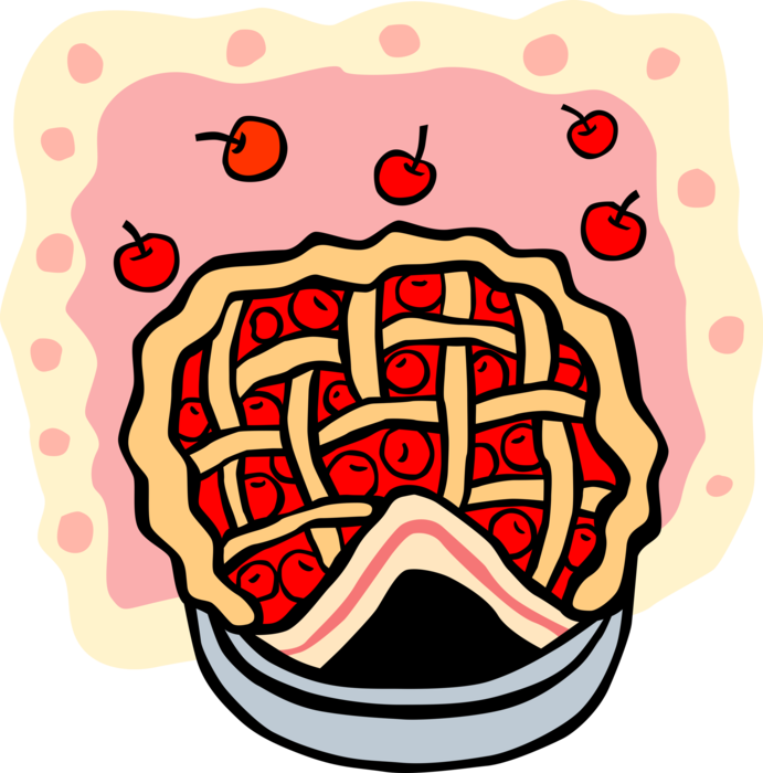 Vector Illustration of Freshly Baked Sweet Cherry Pie Dessert
