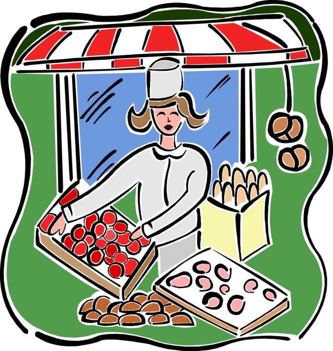 Vector Illustration of Outdoor Food Market Vendor