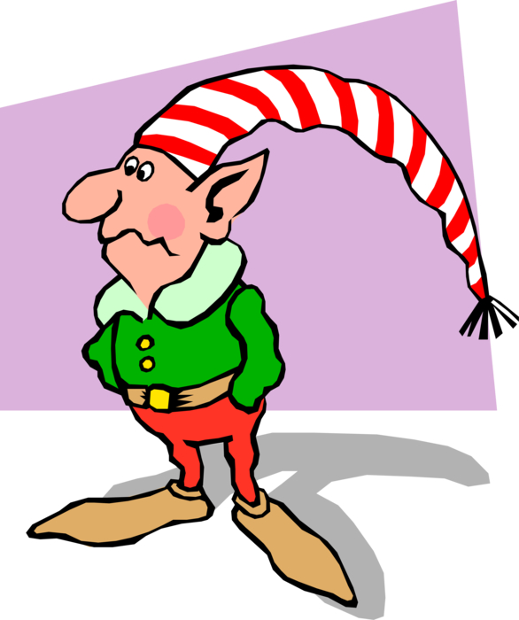 Vector Illustration of Santa's Mythological Elf Creature with Nothing Left to Do