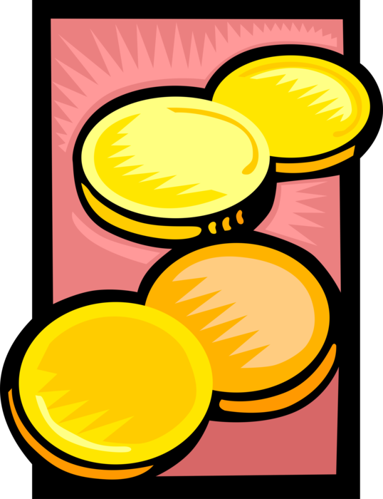 Vector Illustration of International Currency Money Symbol, Gold Coins