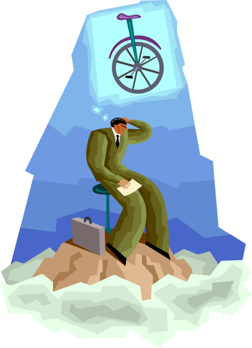 Vector Illustration of Businessman Overcoming Obstacles